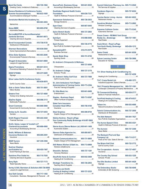 2012 / 2013 Business Directory - Aurora Chamber of Commerce