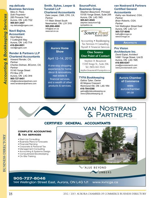 2012 / 2013 Business Directory - Aurora Chamber of Commerce