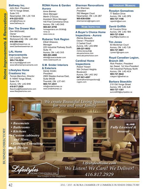 2012 / 2013 Business Directory - Aurora Chamber of Commerce