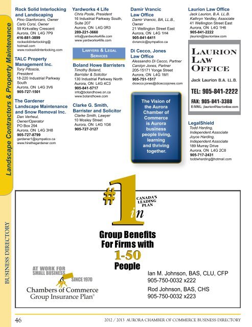 2012 / 2013 Business Directory - Aurora Chamber of Commerce