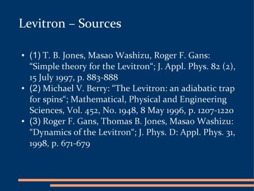 Levitron - Ultracold Atomic Physics