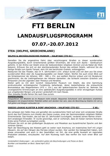 FTI Berlin Landausflugsprogramm Route APOLLON 07 ... - FTI Cruises