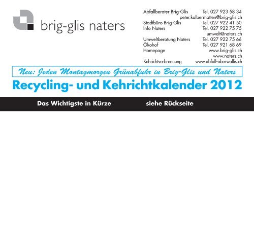 Recycling- und Kehrichtkalender 2012 - Leben in Brig-Glis