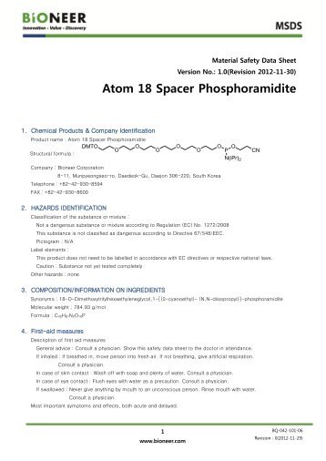 MSDS - Bioneer