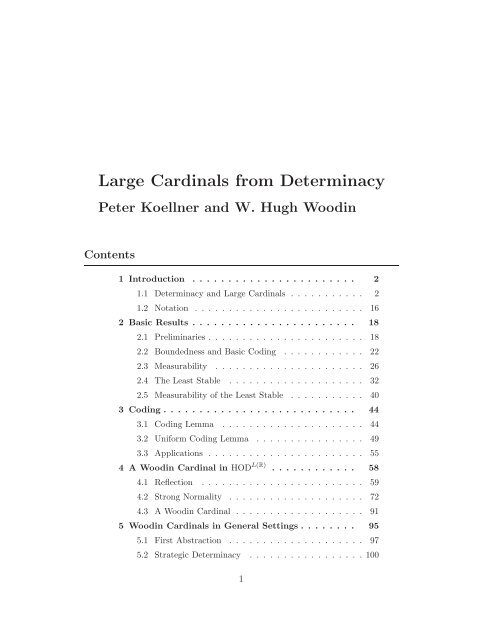 Large Cardinals from Determinacy - Logic at Harvard