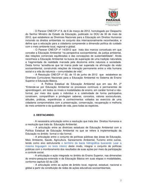 Diretrizes Curriculares de Educação Ambiental para o Sistema de ...