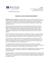 Website Launch Press Release - Aquinas College