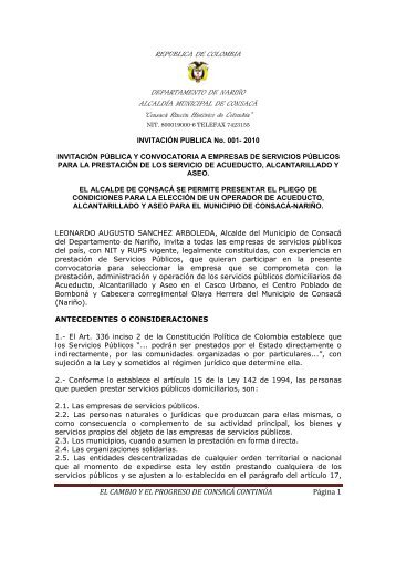 invitacion `publica servicios publicos - ConsacÃ¡