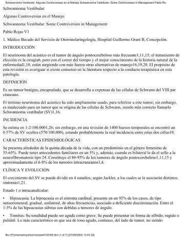 Schwannoma Vestibular: Algunas Controversias en el Manejo ...