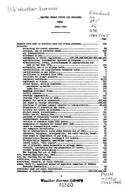 Weather Bureau topics and personnel / United ... - Index of - NOAA