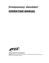 Frequency Doubler OPERATION MANUAL - Photon Technology ...