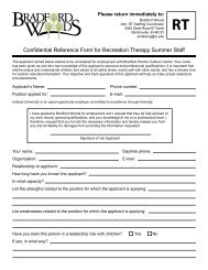 Confidential Reference Form for Summer Camp ... - Bradford Woods