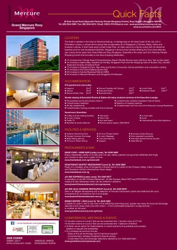 Download our hotel quick facts sheet here. - Grand Mercure Roxy