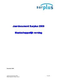 Maatschappelijk verslag 2008 - Surplus Groep