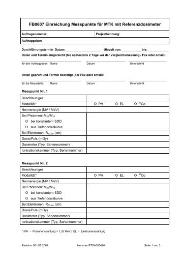 FB0607 Einreichung Messpunkte für MTK mit ... - PTW