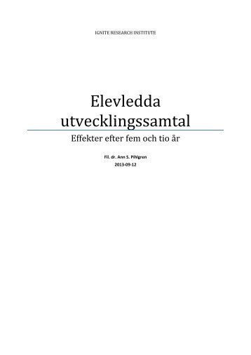 Elevledda utvecklingssamtal - GÃ¶r vÃ¥r kunskap till din egen