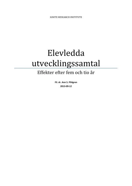 Elevledda utvecklingssamtal - GÃ¶r vÃ¥r kunskap till din egen