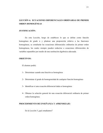 leccin 6: ecuaciones diferenciales ordinarias de primer orden