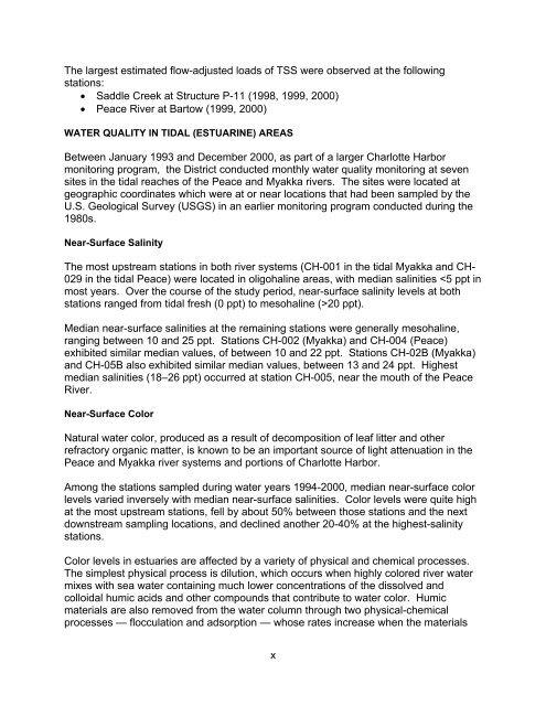 Peace and Myakka River Water Quality Summary 2002 - Southwest ...