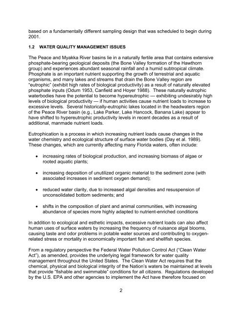 Peace and Myakka River Water Quality Summary 2002 - Southwest ...