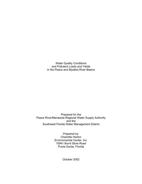 Peace and Myakka River Water Quality Summary 2002 - Southwest ...