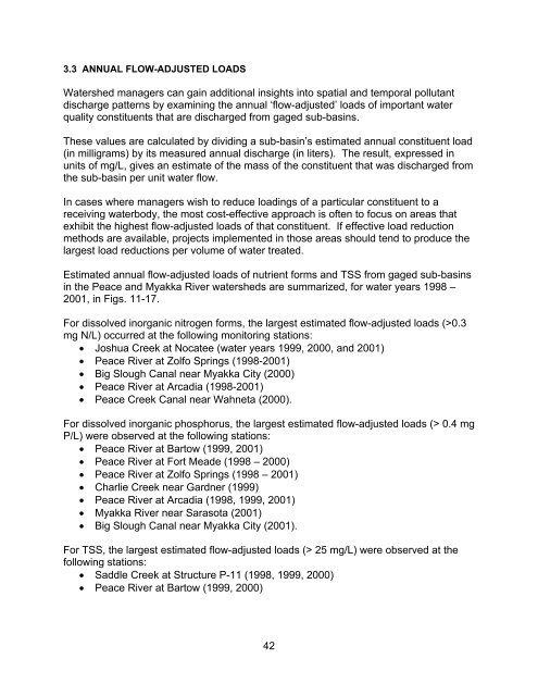 Peace and Myakka River Water Quality Summary 2002 - Southwest ...