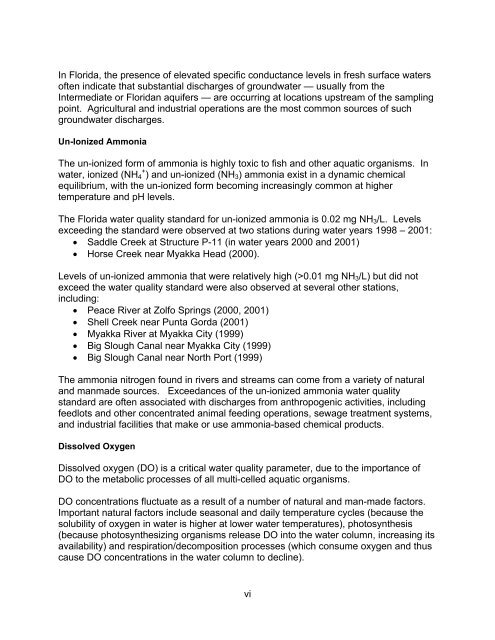 Peace and Myakka River Water Quality Summary 2002 - Southwest ...