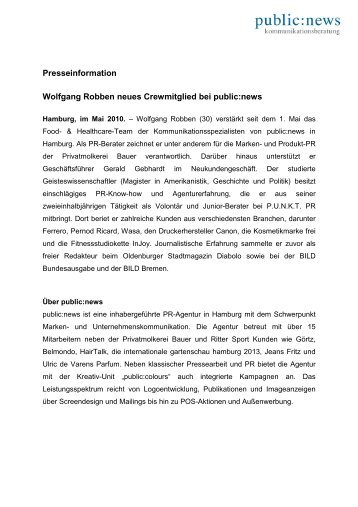 Wolfgang Robben neu an Bord bei public:news