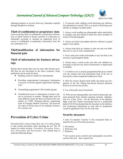 A survey of Indian Cyber crime and law and its pre- vention approach
