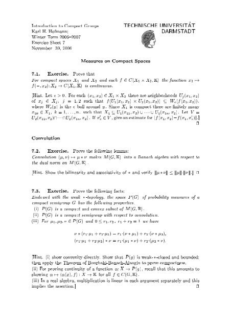 Introduction To Compact Groups Karl H Hofmann Winter Term 06