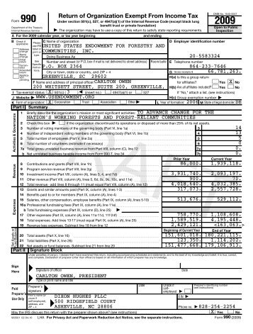 IRS Form 990 -- 2009 - US Endowment for Forestry & Communities ...