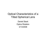 Optical Characteristics of a Tilted Spherical Lens - Ultracold Atomic ...