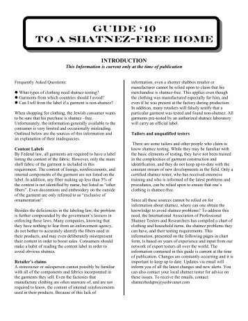 Household Guide to Shatnez - Hakhel.Info