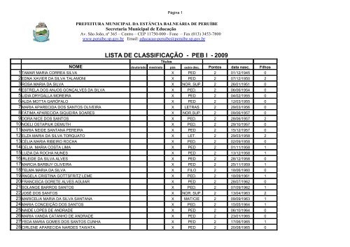 Classificação PB I - em PDF/159 KB - Prefeitura de Peruíbe