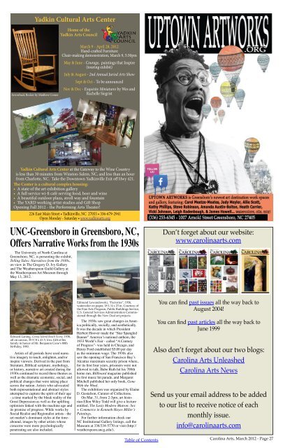 Vol. 16, No. 3 March 2012 - Carolina Arts