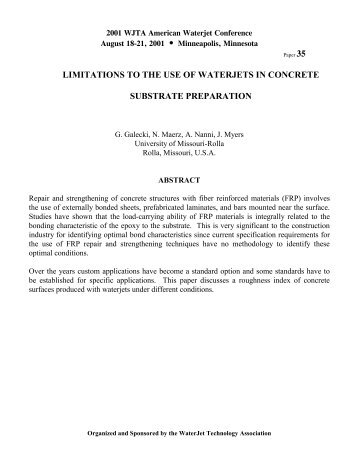 limitations to the use of waterjets in concrete substrate preparation