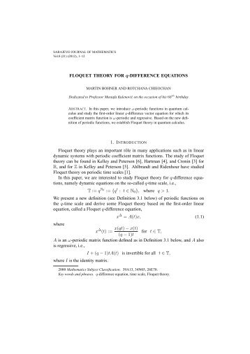 FLOQUET THEORY FOR q-DIFFERENCE EQUATIONS Floquet ...