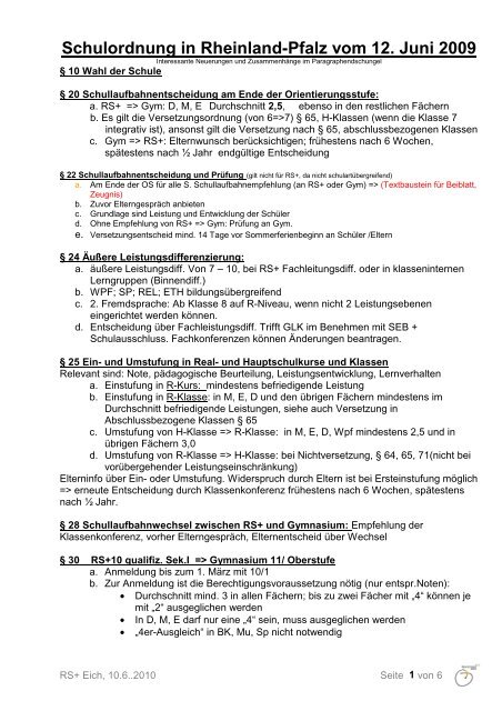 Schulordnung In Rlp 2009 Zusammengefasst 3 Realschule Plus