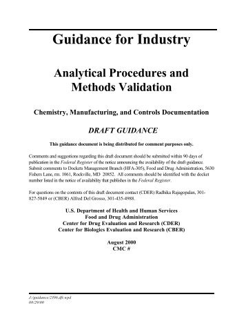 Guidance for Industry: Analytical Procedures and Methods Validation
