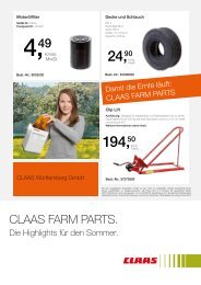 CLAAS FARM PARTS. Die Highlights für den Sommer