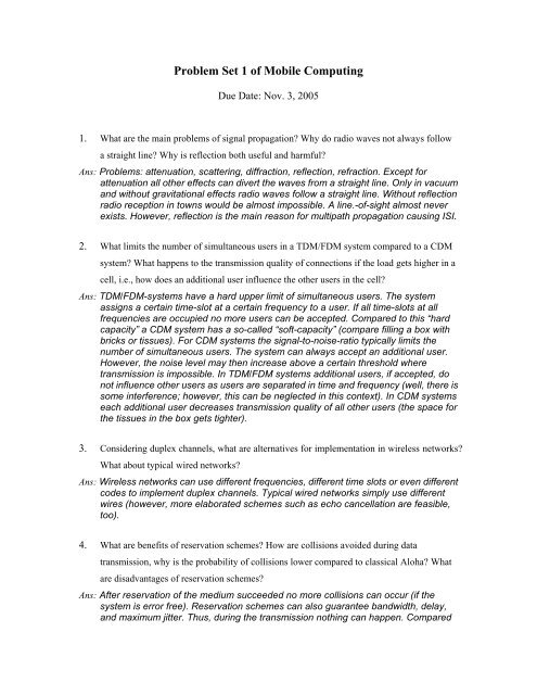 Problem Set 1 of Mobile Computing