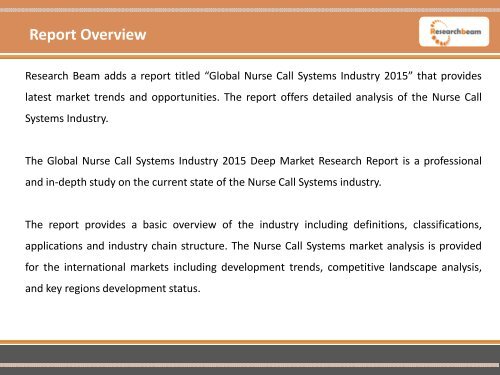 Global Nurse Call Systems Industry Report 2015 