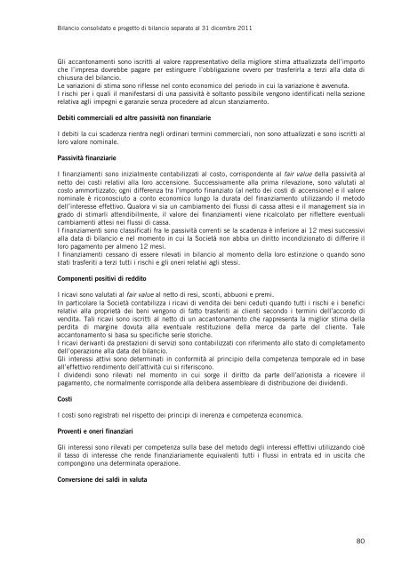 Bilancio Consolidato del Gruppo Marcolin al 31 dicembre 2011