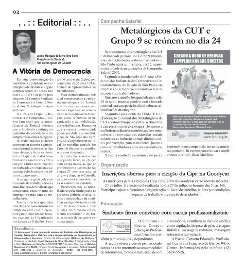 EleiÃ§Ã£o Sindical 2007: Chapa 1 vence com mais de 80 ... - CNM/CUT