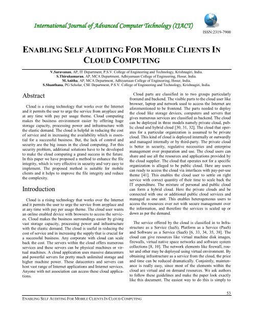 enabling self auditing for mobile clients in cloud computing