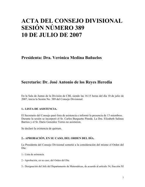 Acta 389 10 de Julio 2007 - CBI - UAM