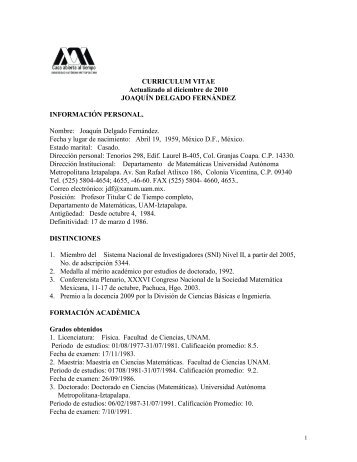 CV - Dr. Joaquín Delgado Fernández - CBI - UAM