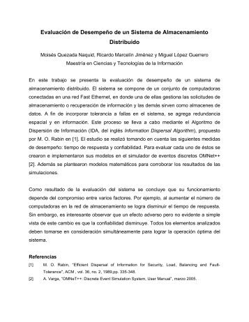 Evaluación de Desempeño de un Sistema de ... - CBI - UAM