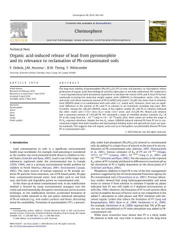 Organic acid-induced release of lead from pyromorphite and its ...