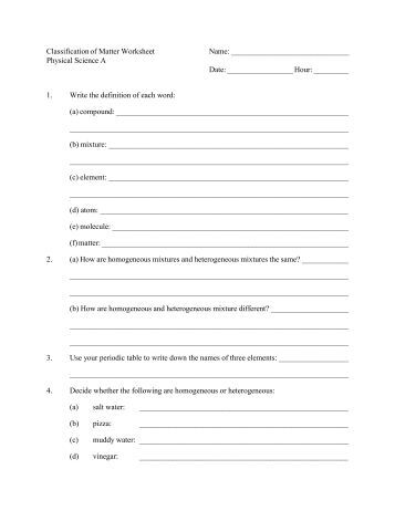 Review and Practice on Classification of Matter